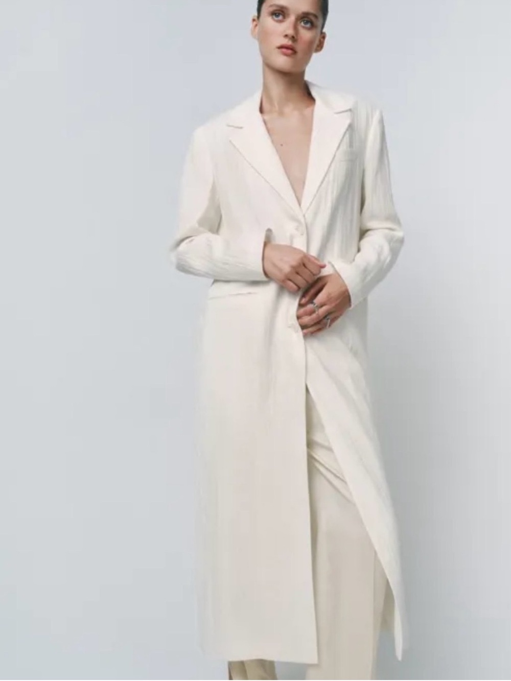 New with tags! Zara Versatile Linen Long Button Front Coat/Blazer/Dress - Picture 5 of 5